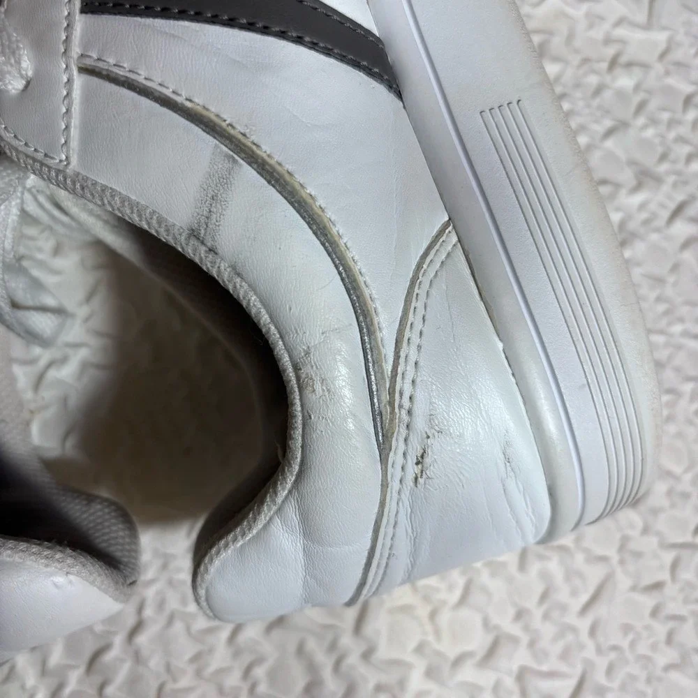 K-Swiss‎ Court Cheswick White Gray Leather Classic Retro Tennis Sneakers|Wmns 10